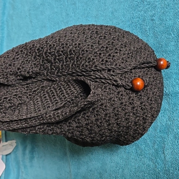 Black Raffia Woven Shoulder bag.Drawstring EUC - Picture 4 of 15